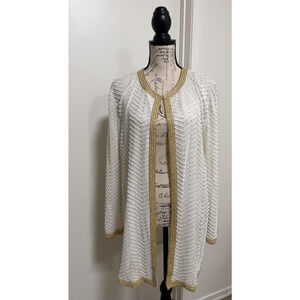 Niteline Jacket Womens Large Cream Silk Beaded Long Formal Wedding Coat